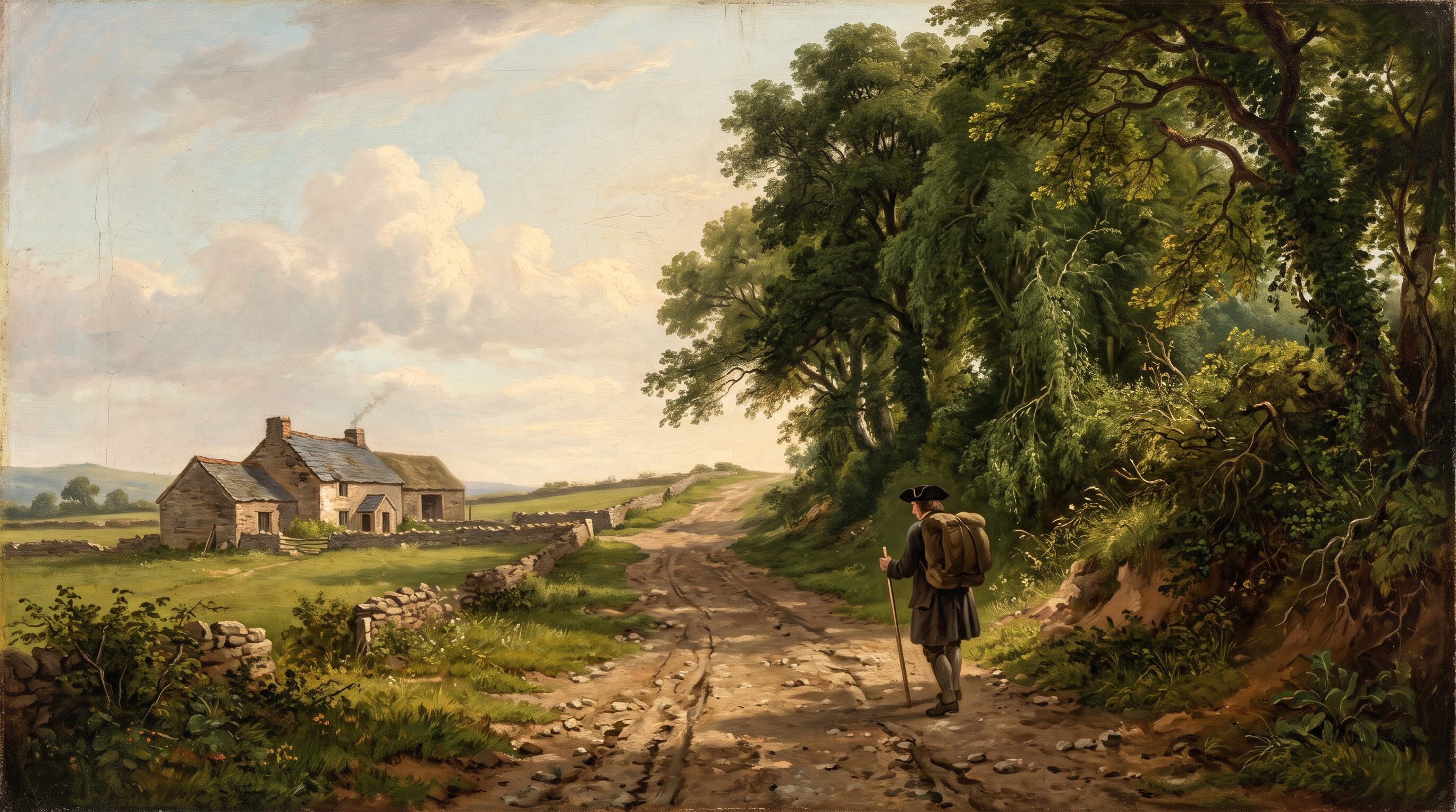 1750 reconstruction of Bassaleg Road looking towards the Handpost